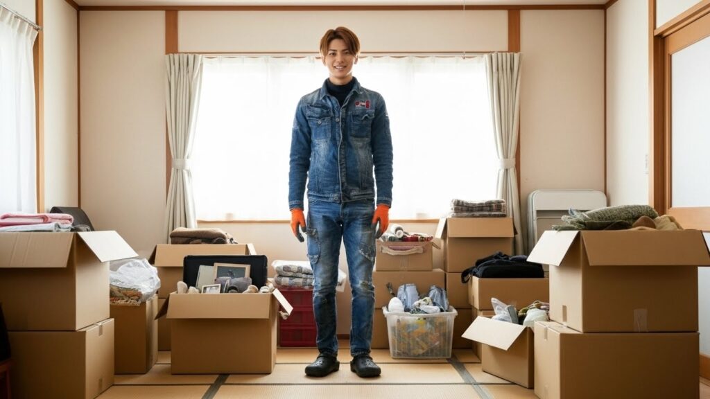 片付け作業の男性スタッフ