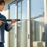 高圧洗浄機で窓清掃