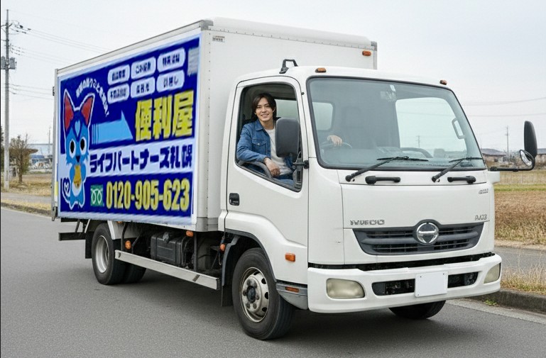 トラックにのる男性