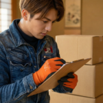 査定中の男性スタッフ